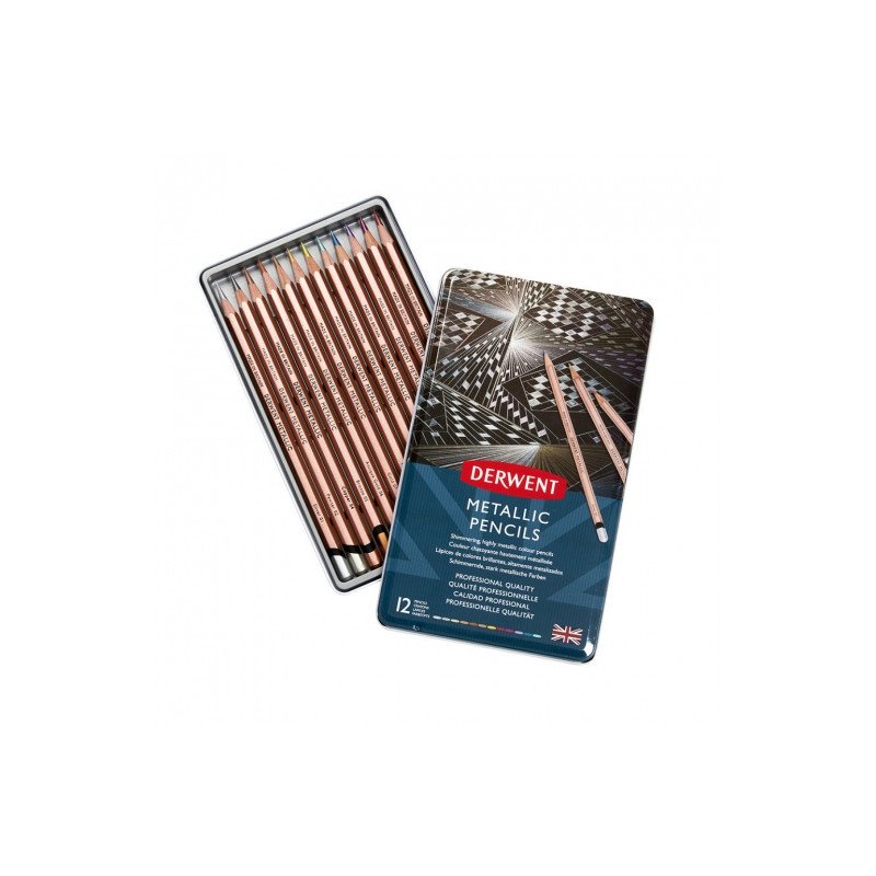 Derwent metallic pencils zestaw 12 metalicznych kredek metal opak - sk