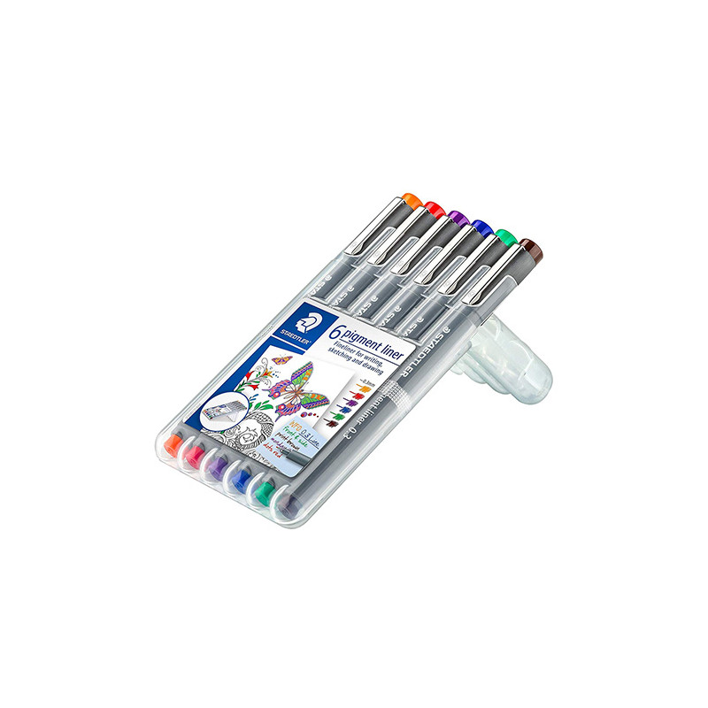 Staedtler pigment liner zestaw 6 cienkopisów 0.3mm - sklep plastyczny
