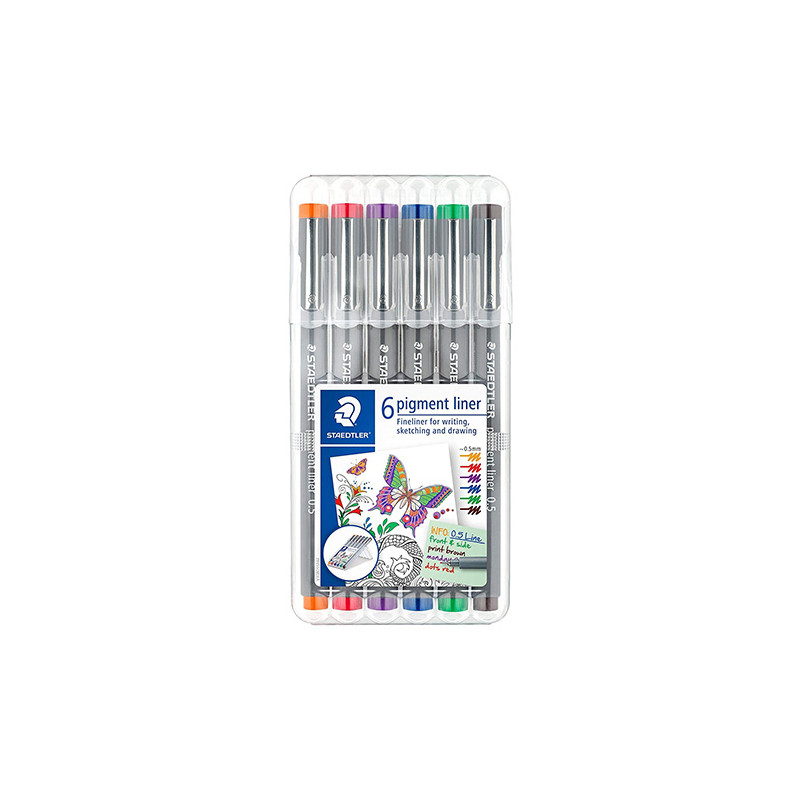 Staedtler pigment liner zestaw 6 cienkopisów 0.5mm - sklep plastyczny