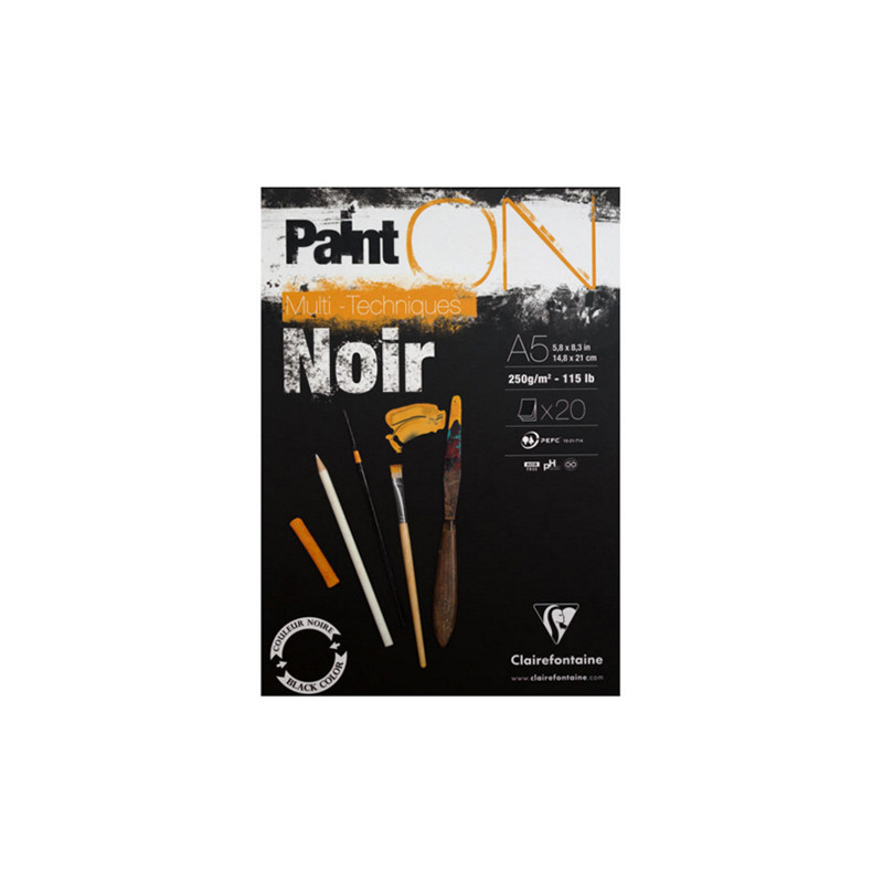 Block Clairefontaine paint on noir 250g 20sheets