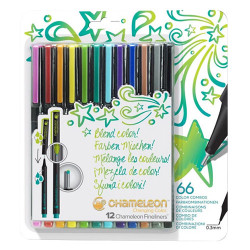 Chameleon fineliner bright zestaw 12 tonalnych cienkopisów - sklep pla