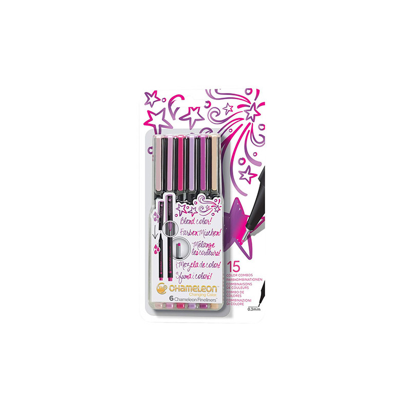 Chameleon fineliner floral zestaw 6 tonalnych cienkopisów - sklep plas