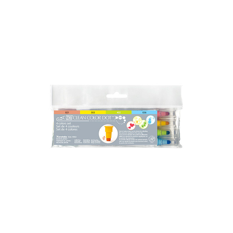Kuretake clean color dot zestaw 4 pisaków - sklep plastyczny - szał dl
