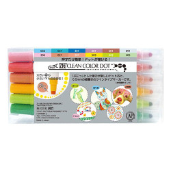 Kuretake clean color dot zestaw 12 pisaków - sklep plastyczny - szał d