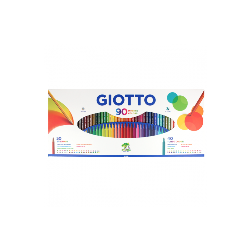Giotto 90 intense colors set of 50 crayons and 40 felt-tip pens