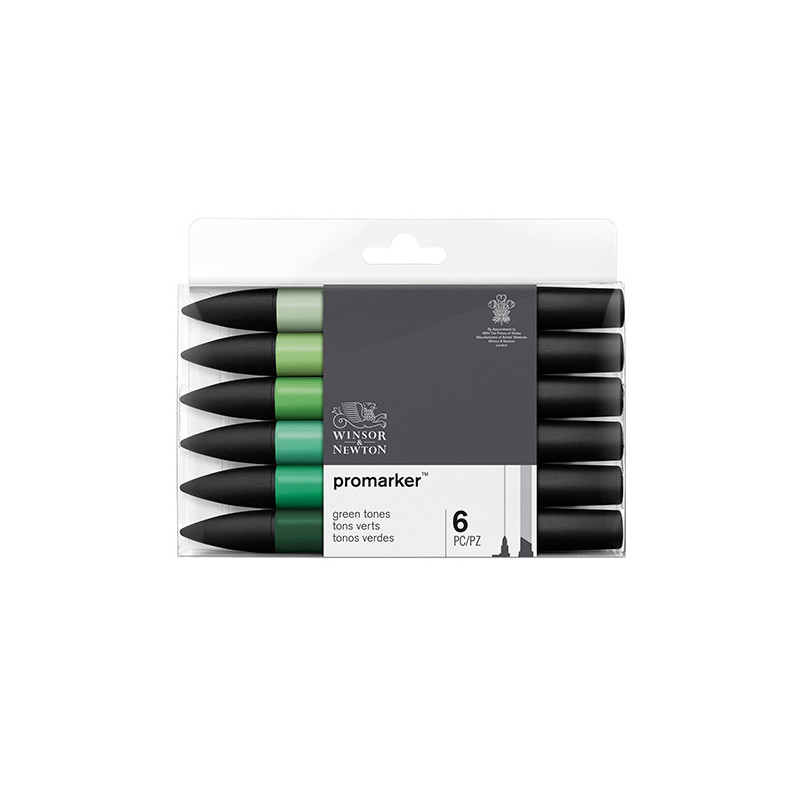 Winsor&Newton promarker green tones zestaw 6 kolorów - sklep plastyczn