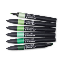 Winsor&Newton promarker green tones zestaw 6 kolorów - sklep plastyczn