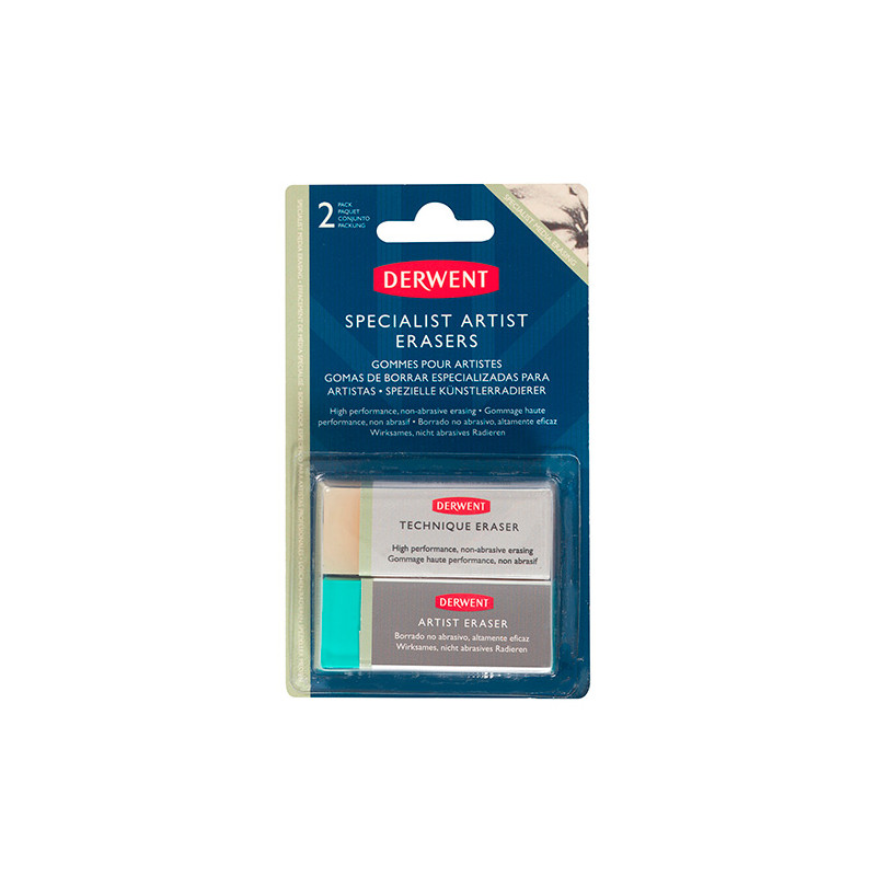 Derwent specialist artists erasers on a blister pack of 2