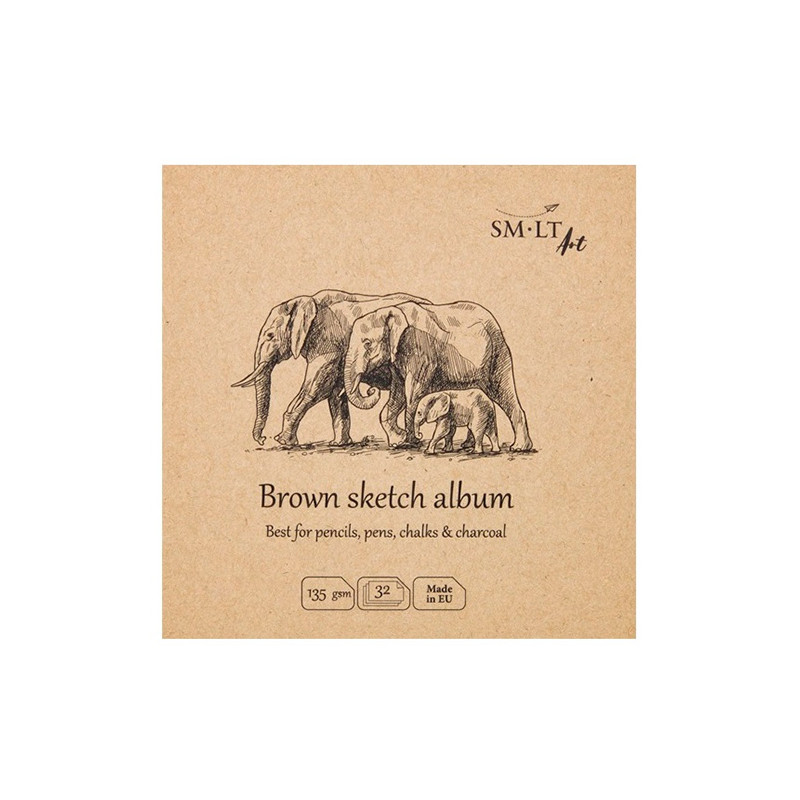 Block SM-LT art elephants brown sketch 135g 32 sheets