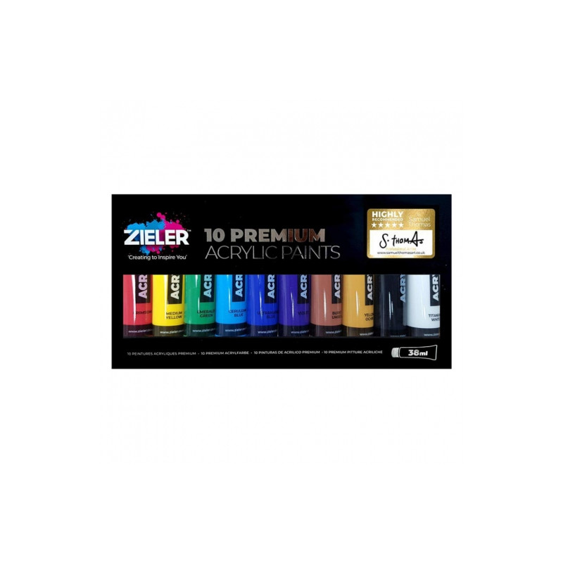 Zieler premium acrylic zestaw farb akrylowych 10x38ml - sklep plastycz