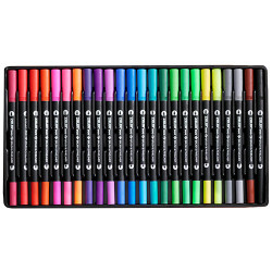 Zieler duo tip brush&fineliner zestaw 24 pisaków - sklep plastyczny -