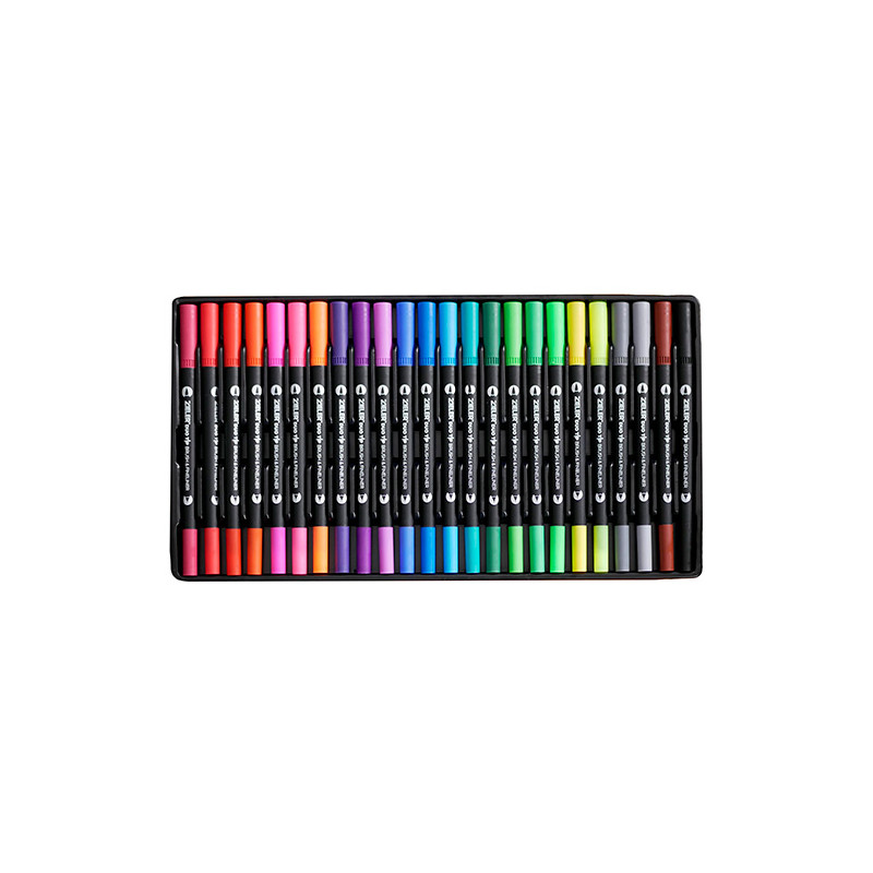 Zieler duo tip brush&fineliner zestaw 24 pisaków - sklep plastyczny -