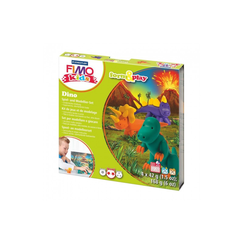 Fimo kids dino form&play zestaw modelin 4x42g - sklep plastyczny - sza