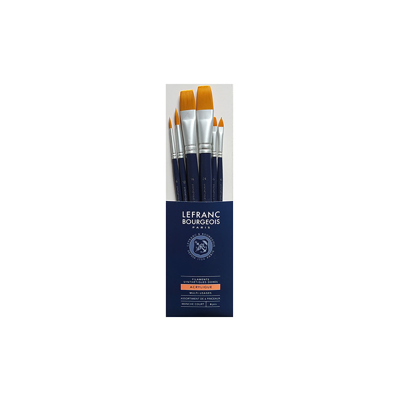 L&B set of 6 different synthetic brushes with short handle