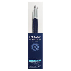 L&B set of 3 round natural short handle brushes 2,6,10