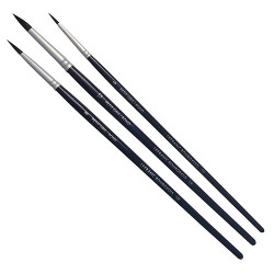 L&B set of 3 round natural brushes short handle 4,8,12