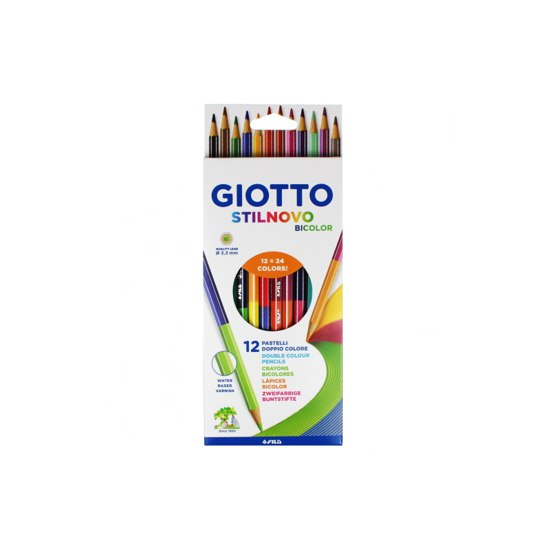 Giotto stilnovo bicolor set of 12 double-sided pastels in crayons