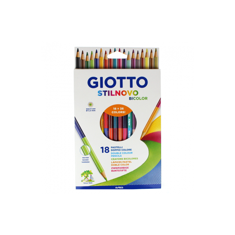 Giotto stilnovo bicolor set of 18 double-sided pastels in crayon