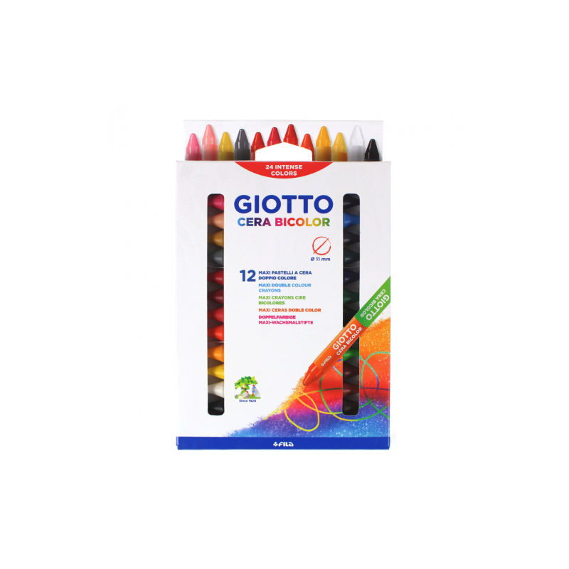 Giotto bicolor complexion set of 12 double-sided wax crayons