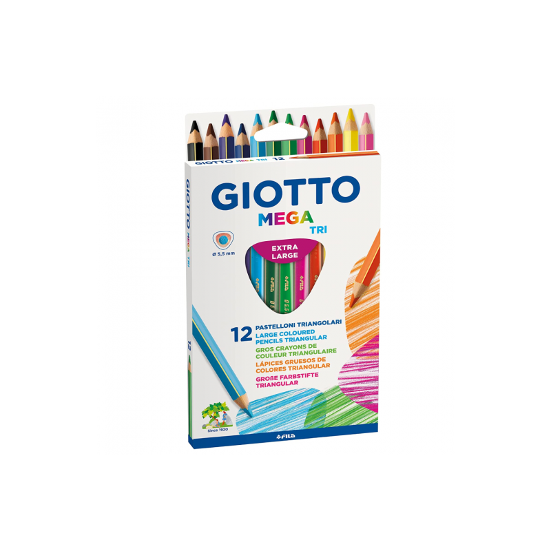 Giotto mega tri extra large set of 12 triangular crayons
