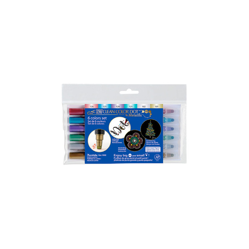Kuretake clean color metallic dot set of 6 metallic pens