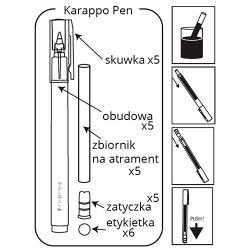 Kuretake karappo pen fine brush pisak do napełniania 5 sztuk - sklep p