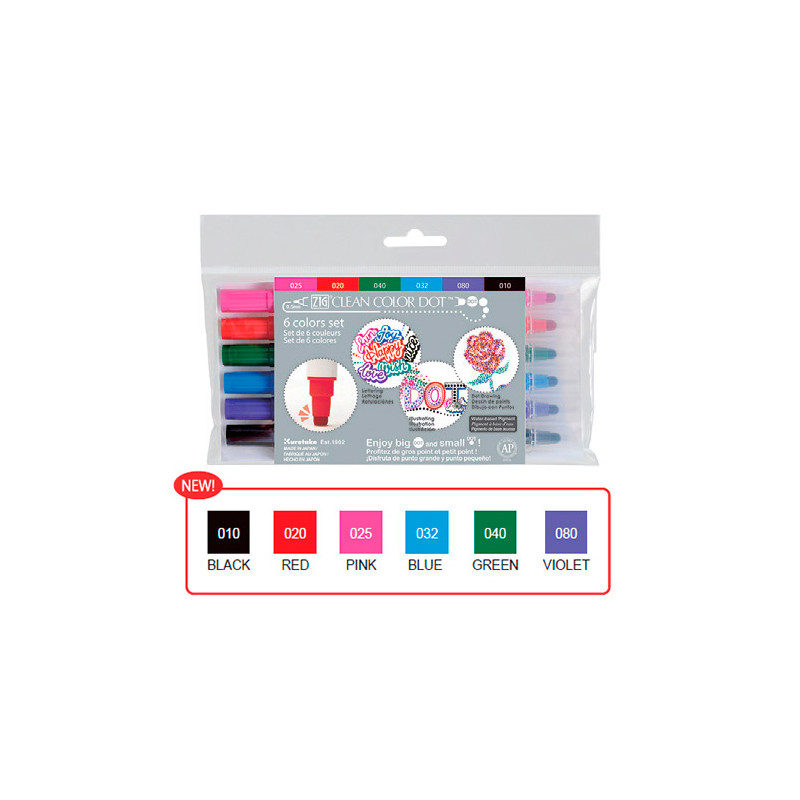 Kuretake clean color dot set of 6 markers