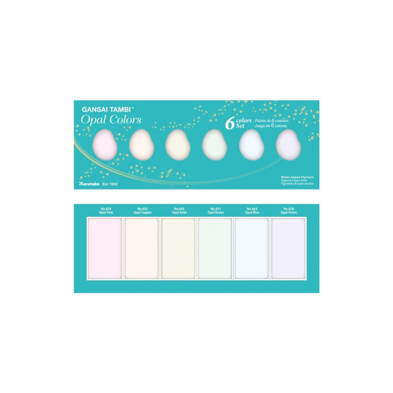 Kuretake gansai tambi opal colors set of 6 watercolors