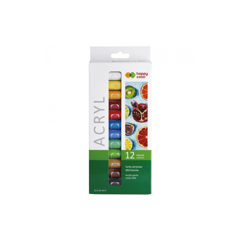 Happy Color zestaw farb akrylowych 12x12ml - sklep plastyczny - szał d