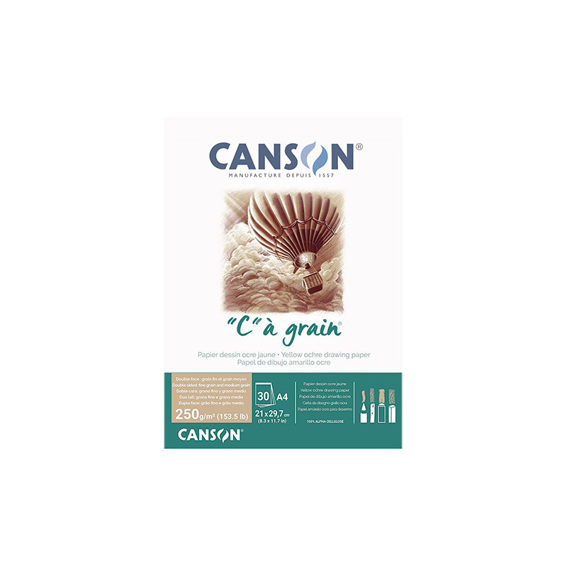Blok Canson "c" a grain yellow ochre 250g 30 arkuszy - sklep plastyczn