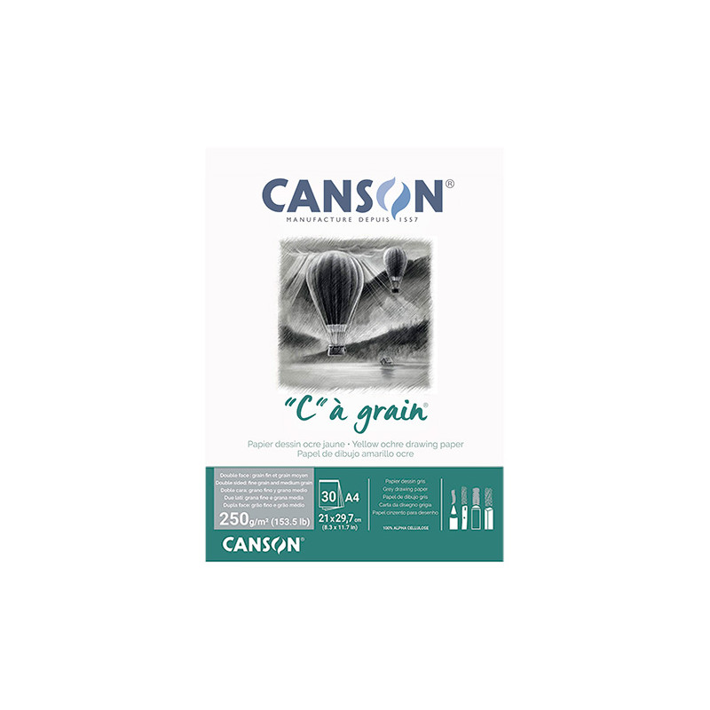 Block Canson "c" a grain grey paper 250g 30 sheets