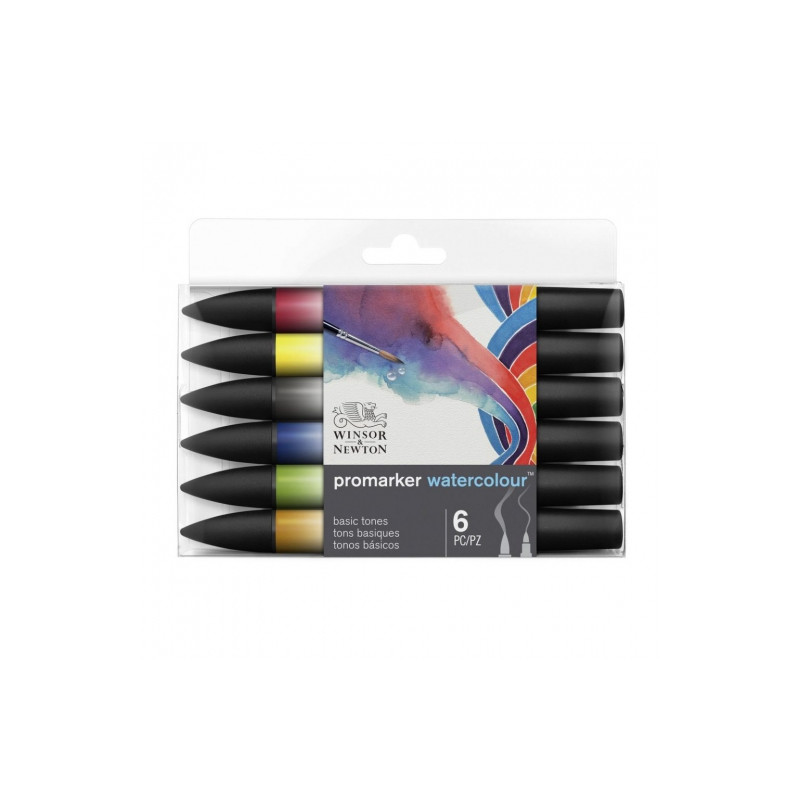 Winsor&Newton promarker watercolour basic tones 6 pisaków - sklep plas