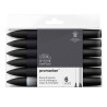 Winsor&Newton promarker black & blender zestaw 6 pisaków - sklep plast