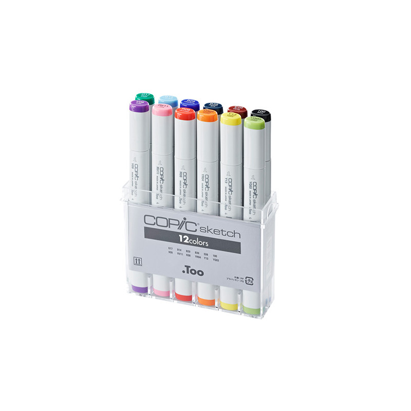 Copic sketch basic zestaw 12 dwustronnych pisaków - sklep plastyczny -