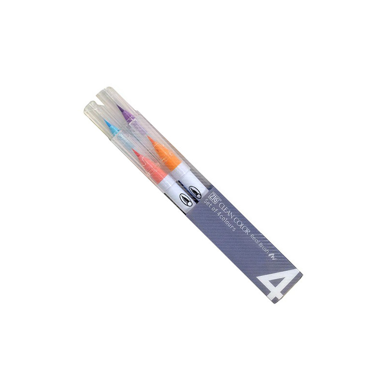 Kuretake clean color real brush pale colours zestaw 4 pisaków - sklep