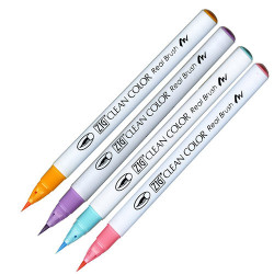 Kuretake clean color real brush pale colours zestaw 4 pisaków - sklep