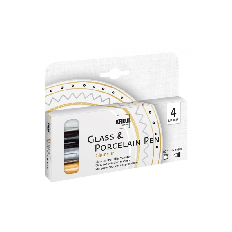 Kreul glass & porcelain glamour medium zestaw 4 pisaków - sklep plasty