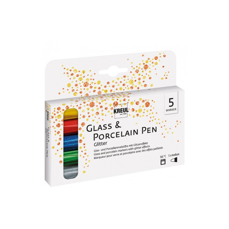 Kreul glass & porcelain glitter medium set of 4 markers