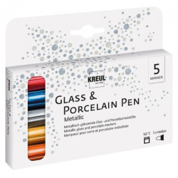 Kreul glass & porcelain metalic medium zestaw 5 pisaków - sklep plasty