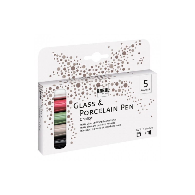 Kreul glass & porcelain chalky medium set of 5 markers