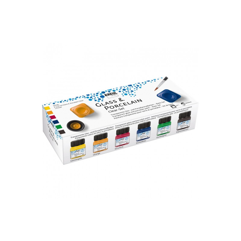 Kreul glass & porcelain clear komplet 6x20ml - sklep plastyczny - szał