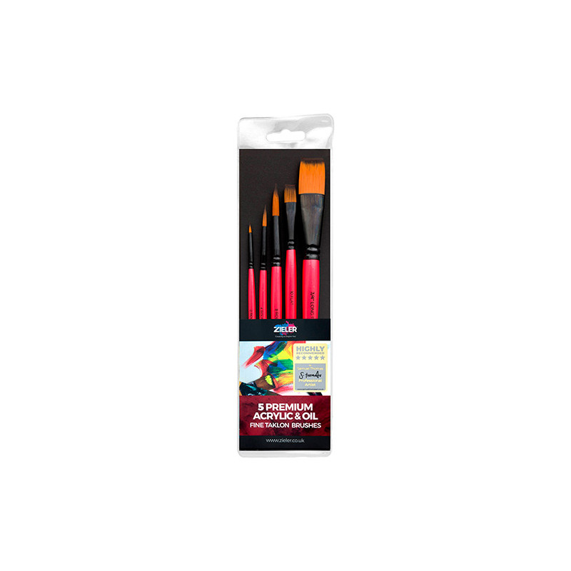 Zieler premium acrylic & oil set of 5 synthetic brushes
