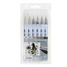 Kuretake clean color real brush warm gray zestaw 6 pisaków - sklep pla