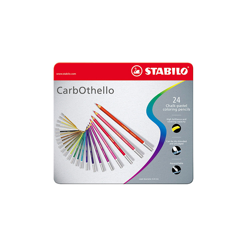 Stabilo carbothello set of 24 dry pastels in a metal opa crayon