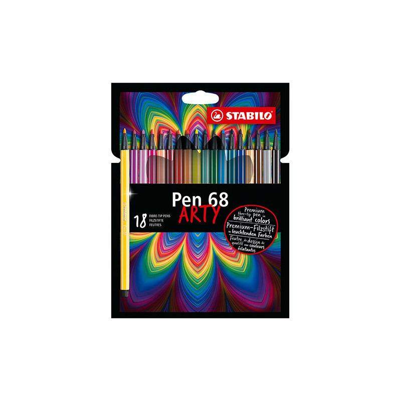 Stabilo pen 68 arty 18 sztuk w kartonowym etui - sklep plastyczny - sz