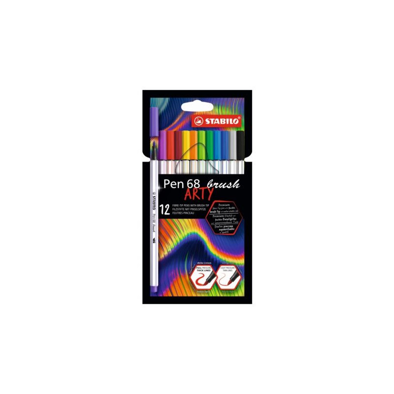 Stabilo 68 Brush Arty Pen 12 pcs in a cardboard case