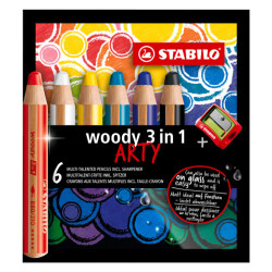 Stabilo woody 3w1 arty kredki 6 kolorów - sklep plastyczny - szał dla