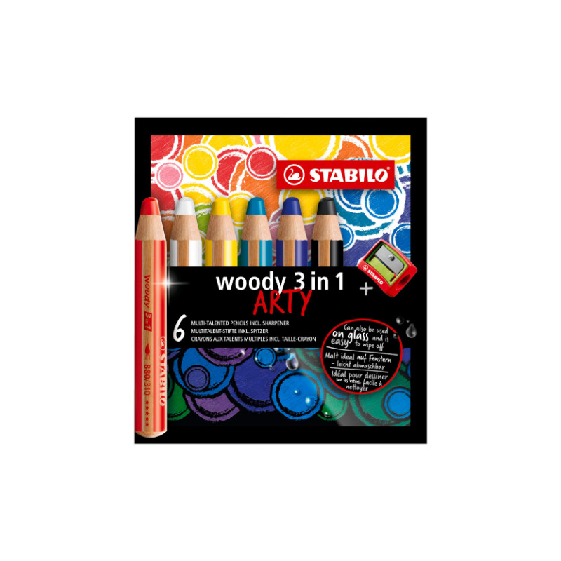 Stabilo woody 3in1 arty pencils 6 colors