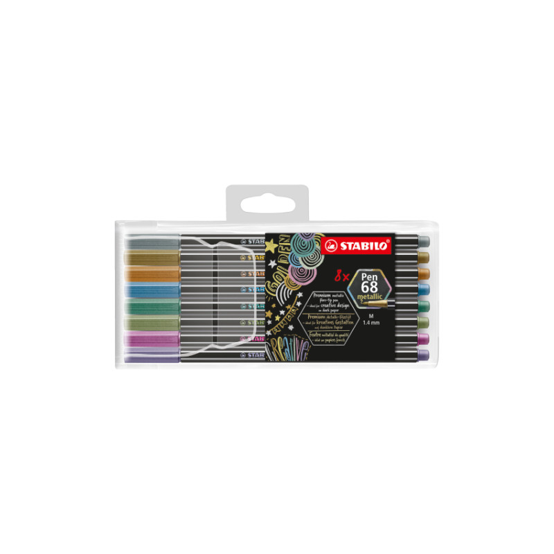 Stabilo pen 68 set of 8 metallic fineliners