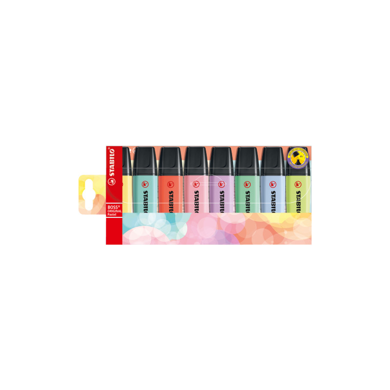 Stabilo boss original pastel zestaw zakreślaczy 8 kolorów - sklep plas